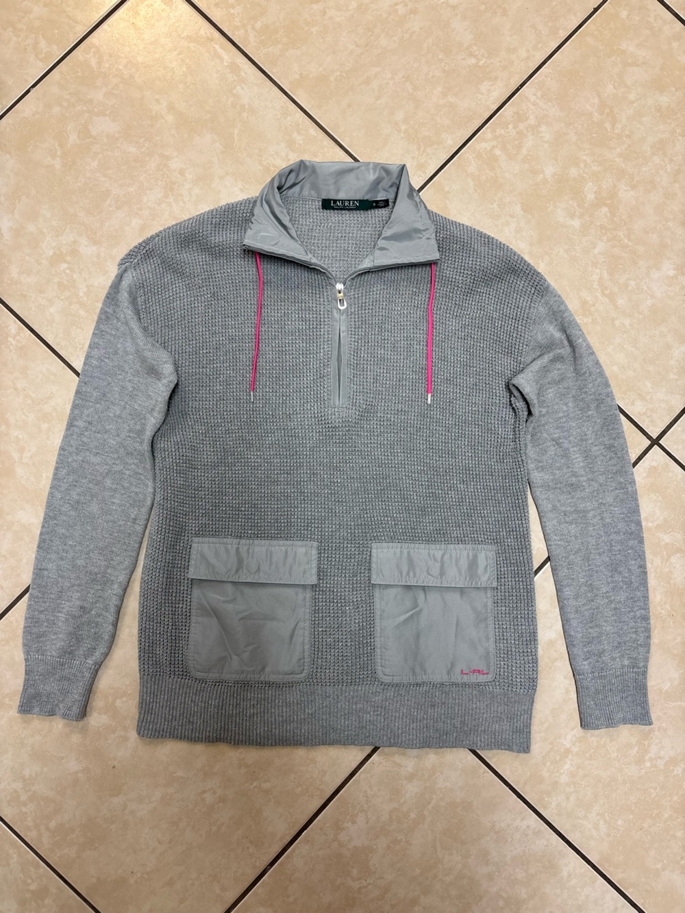 Ralph Lauren Gray Quarter-Zip Knit Pullover Women’s S